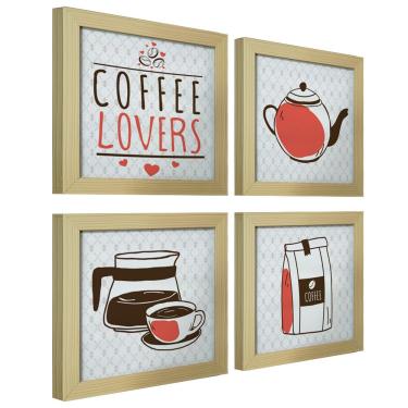 Imagem de Quadro Decorativo Cozinha Café Padaria Copa 20x20cm Kit 4 un - Arte na