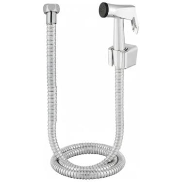 Imagem de Ducha Higiênica Metal Mangueira Gatilho Suporte Sem Registro