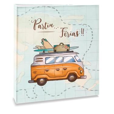 Imagem de Álbum de fotos Ical. encadernação tradicional. para 60 fotos 10x15cm - envelope plástico transparente - linha Viagem - modelo kombi - partiu férias - 706