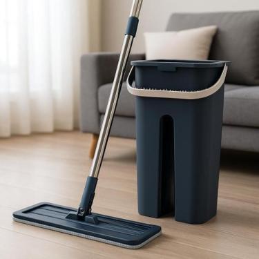 Imagem de Flat Mop 2 Refis Esfregão Com Balde Rodo Mágico Lava Seca Tira Pó Envi