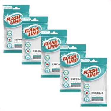 Imagem de Kit 5 Esponja Mágica Limpa Tudo Manchas Encardido Flash Limp