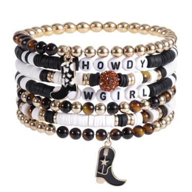 Imagem de 7un Pulseiras de Contas Cowgirl Ocidental, Pulseiras de Contas Ocidentais para Mulheres Uso Diário ou Festival Festas Decoração (Botas)