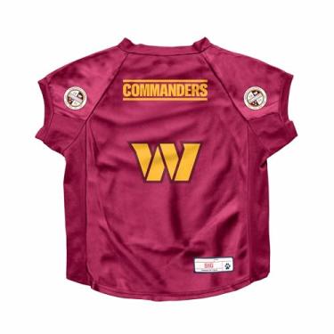 Imagem de Littlearth Camiseta unissex adulto NFL Washington Commanders Pet Stretch Jersey, preta, cachorro grande