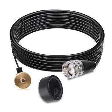 Imagem de Arridioter Suporte de antena NMO de 3/20.3 cm com cabo coaxial RG58 de 4 m, conector macho PL259, tampa contra poeira para antena de rádio NMO Mobile Car VHF UHF HF GMRS CB