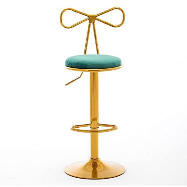 Imagem de Cadeira de bar, cadeira de bar, dourada, giratória, elevatória, criativa, mobiliário doméstico, leve, banco alto de luxo, com encosto em forma de nó de metal, bancos de bar ajustáveis (cor: A)