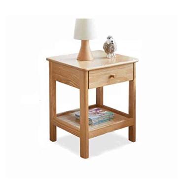Imagem de Mesa de cabeceira de madeira pequena prateleira quadrada de armazenamento de carvalho moderna e simples mesa de cabeceira para quarto