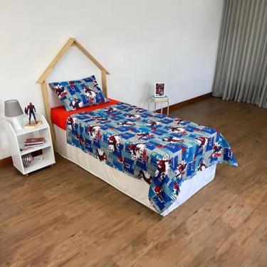 Imagem de Jogo Cama Infantil Homem Aranha Spider Man 3 Pçs Azul Lepper