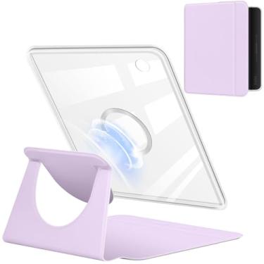 Imagem de YoungMe Capa giratória de 360 graus para 17.8 cm Kobo Libra Color lançado em 2024, design magnético destacável capa protetora ajustável com suporte transparente com hibernar/despertar automático (roxo