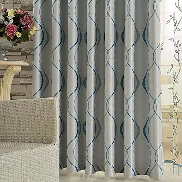 Imagem de Cortina opaca cortina opaca estilo europeu cortinas de janela sedosas com ilhós na parte superior, cortina de escurecimento para sala de estar, quarto, 1 painel - azul geométrico 200 x 270 cm