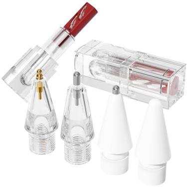 Imagem de AZF Pontas de substituição atualizadas para Apple Pencil Pro/USB-C/2ª geração/1ª geração (com caixa de armazenamento retrátil), pontas de lápis de substituição de metal mistas resistentes ao desgaste