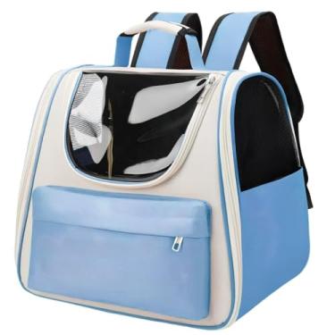 Imagem de Mochila Bolsa Transporte Pet Mala Média Cães Gatos Viagem Para Passeios Ao Parque Bolsa Pet Com Ventilação Adequada Fácil De Carrega (azul)