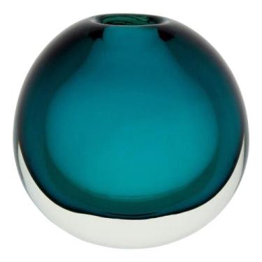 Imagem de Vaso De Vidro Luxuoso E Moderno Para Plantas Decoração Azul Enfeite - 