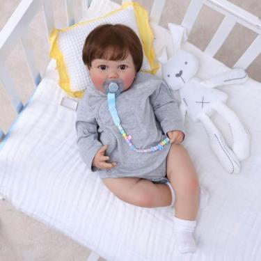 Imagem de Bebê Reborn Boneco Corpo de silicone Pode Dar Banho 60cm Conjunto de R