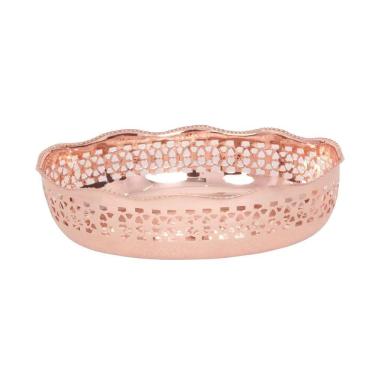 Imagem de Bandeja Decorativa Oval em Metal Cobre Rose Gold 19cm KEI0053 BTC