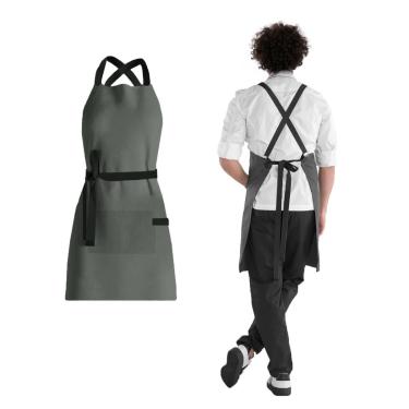Imagem de Avental Cinza Alça Cruzada Preto Restaurante Cafeteria 10un