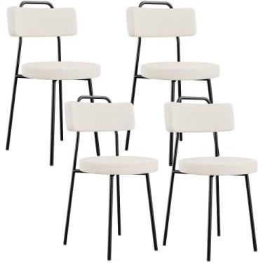 Imagem de Kit 04 Cadeiras Estofada Barcelona F01 Linho Bege - LYAM DECOR