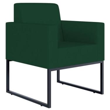 Imagem de Poltrona Base Fixa De Metal Suede Verde Musgo - LYAM DECOR
