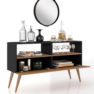 Imagem de Rack Bancada Tv 43 Pol. Sala Com Pes Retro 1 Gaveteiro 68 * 30 * 97cm(Preto/Nature)