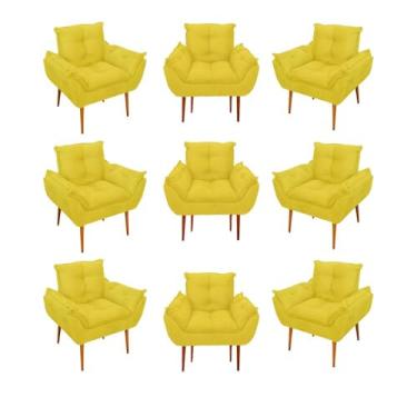 Imagem de Kit 09 Cadeiras Poltronas Opala Clinica Salão Balaqui Decor Cor:amarelo