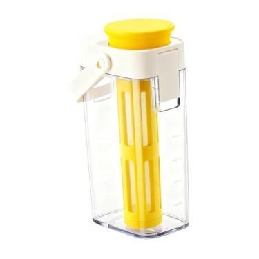 Imagem de IEUDNS Jarra de água fria com alça, jarra portátil de grande capacidade para chá gelado, dispensador de bebidas geladas para churrasco doméstico, Amarelo