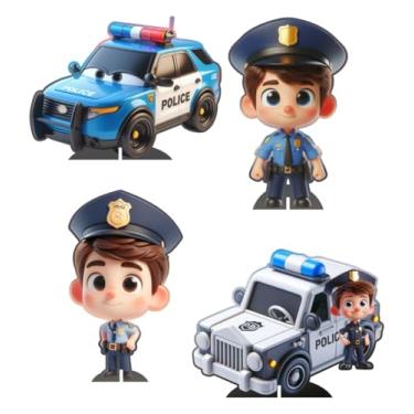 Imagem de KIT 4 Displays Polícia Policial 20cm - Vinil Fosco Sem Reflexo - Totem Decoração Festa Infantil Aniversário
