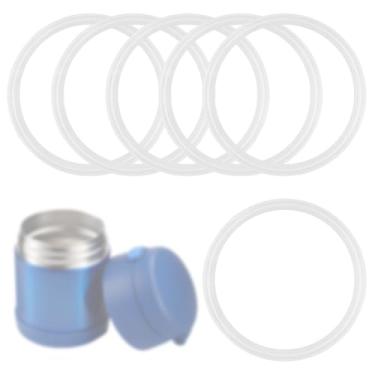 Imagem de 6 peças de juntas de pote de comida, substituições de silicone para Thermos Funtainer 283 g (branco)