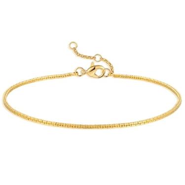 Imagem de Tornozeleira dourada feminina 1 tornozeleira de corrente cruzada 1,0 mm