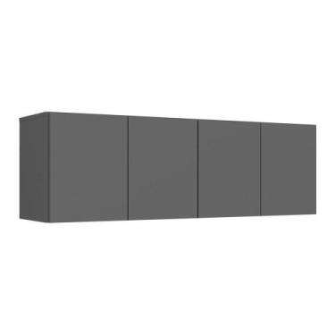 Imagem de Armário De Lavanderia Aéreo Multiuso 4 Portas Grafite - MULTIMOVEIS