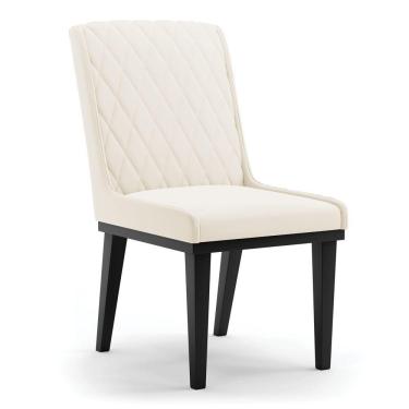 Imagem de Cadeira Sala De Jantar Base Madeira Preto Sofia Veludo Bege D03 - D'rossi