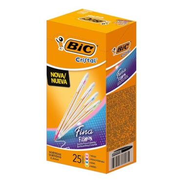 Imagem de 530023 - Caneta Esferográfica Escrita Fina, Cristal Fina Fashion, BIC, 25 Unidades Sortidas