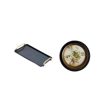 Imagem de Fenteer Bandeja Organizadora Retangular Elegante com Moldura de Resina em Antigo para Servir Doces, Lanches, Café, Chá E Exibir Fotos em Decoração Retr