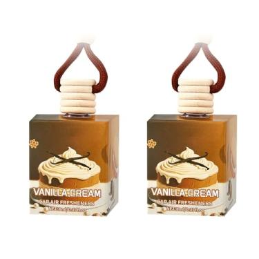 Imagem de Difusor de ambientador de carro, purificadores de carro de longa duração, aromatizador de ar para pendurar para carro, difusor de óleo essencial, óleo de fragrância de creme de baunilha, 8 ml x 2