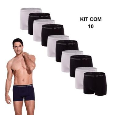 Imagem de Kit 10 Cuecas Boxer Anatomica Microfibra Sem Costura Trifil, M, PretoB