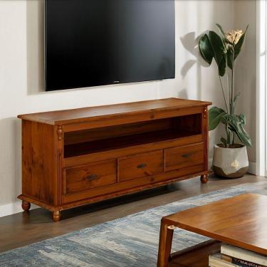Imagem de Rack Para Tv Até 65 Polegadas Com 3 Gavetas - Imbuia Glazer