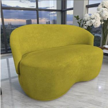 Imagem de Namoradeira Decorativa Beatriz Orgânica Veludo Amarelo - Mansão Decor