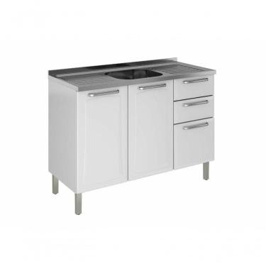 Imagem de Balcão Cozinhas Itatiaia Tarsila 3 Portas E 2 Gavetas C- Entrada Para Pia - Branco