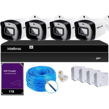 Imagem de Kit 4 Câmeras IP Vipc 1230B Intelbras NVD 1404P HD 1TB Purple