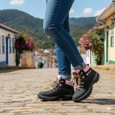 Imagem de Bota Coturno Feminina Confortável Super Leve em Lona - Dragxter, Preto