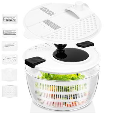 Imagem de Secador de Alface, Centrifugadora de Saladas E Picador de Vegetais Multifuncional Inclui Uma Tábua de Cortar Com Várias Lâminas, Fácil de Usar, Adequado para Preparar Saladas E Lavar Alimentos
