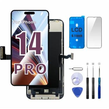 Imagem de JG-TR Para substituição de tela do iPhone 14 Pro, tela LCD embutida de 6,1 polegadas com montagem FHD de toque 3D e digitalizador, inclui kit de ferramentas de reparo, protetor de tela, moldura à
