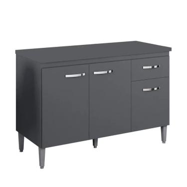 Imagem de Balcão Cozinha Gabriela 3 Porta 120cm S-t Ajl Cinza