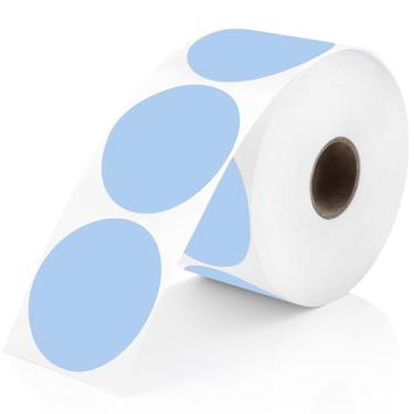 Imagem de Perco Etiquetas adesivas térmicas de círculo redondo azul de 5 cm - 735 etiquetas por rolo, compatível com impressora térmica direta, adesivo permanente, cores vibrantes, fixação forte, perfurado para
