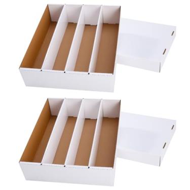 Imagem de Pacote com 2 caixas de armazenamento Monster com 3200 unidades, 4 fileiras - com tampa e divisórias - Caixa de papelão premium para cartões de beisebol, basquete, futebol e jogos - 2 caixas - Feito