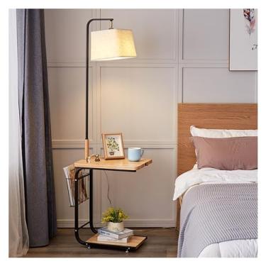 Imagem de Luminária de chão Candeeiro de pé criativo moderno com mesa, candeeiro porta USB, final, lâmpada LED temperatura 3 cores para chão, sala estar e quarto(Natural)