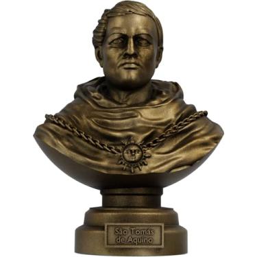 Imagem de Estátua Busto São Tomás de Aquino - Teólogo Católico (Cor Ouro Velho)