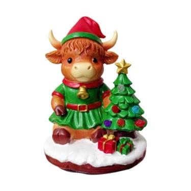 Imagem de oshhni Enfeite de Natal de Vaca Terras Altas, Estátua de Vaca Terras Altas, Lembrancinhas de Festa, Escultura Artesanal em Resina, Escultura Animal