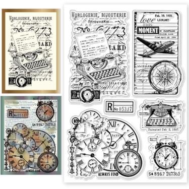 Imagem de Carimbos transparentes vintage steampunk, máquina de escrever, selos transparentes de silicone para fazer cartões, faça você mesmo, scrapbook, decoração de fotos