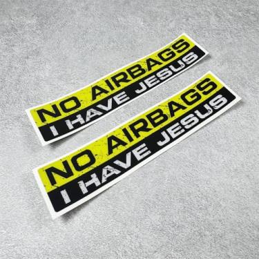 Imagem de DXYMOO Adesivo Warning Safe Driving Styling Decalque Sem Airbag I Have Jesus Scraches Capa Capacete Gráficos de Bicicleta 2 Peças 15 x 3 cm