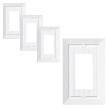 Imagem de Pacote com 4 capas clássicas de placa de parede decoradora de quadro de contas, placas decorativas de interruptor e tampas de tomada, placas de parede de policarbonato inquebráveis duráveis para