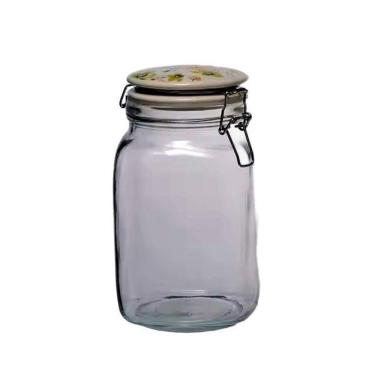 Imagem de Pote De Vidro Tampa Hemética Em Cerâmica 1500 Ml Casambiente